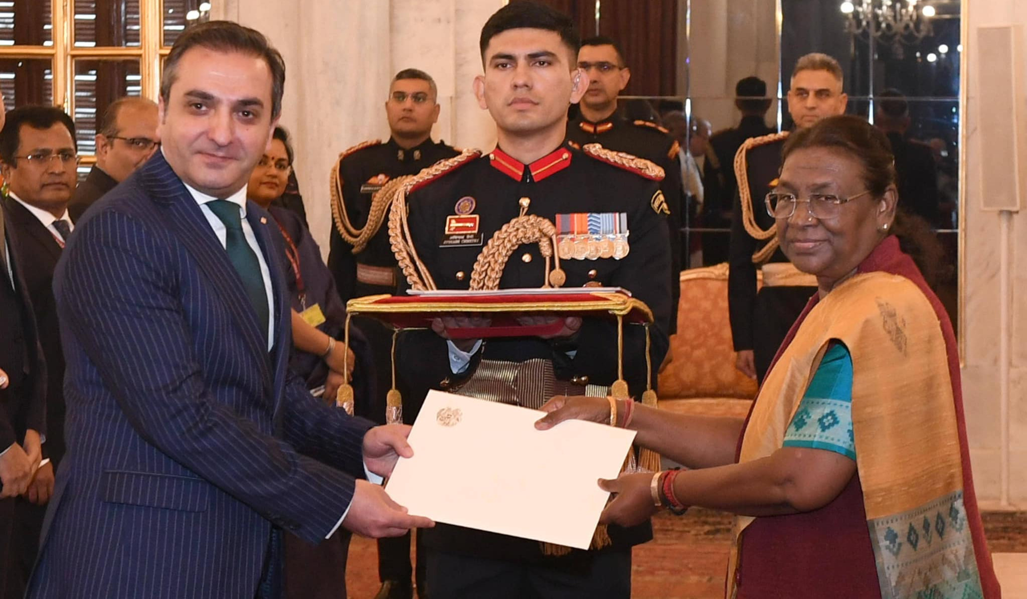 Ambassador of Armenia to India Vahagn Afyan presented Letters of Credence to President of India Droupadi Murmu