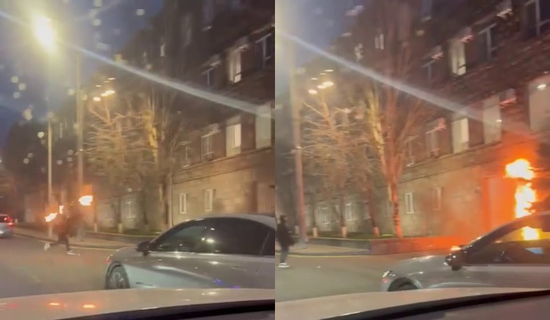 Քաղաքացին այրվող տարա է նետել ԱԱԾ շենքի ուղղությամբ․ մեկ անձ ձերբակալվել է